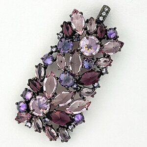 Sterling Silver Pendant | Pink & Purple Rhinestone Charm | 925